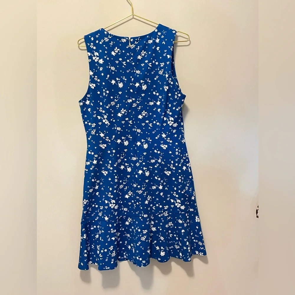 SOLD Draper James Blue & White Floral Ponte Sheath Flare Dress - Picture 4 of 9